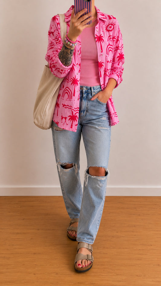Musselin Bluse Onesize BEACH % 3 FARBEN