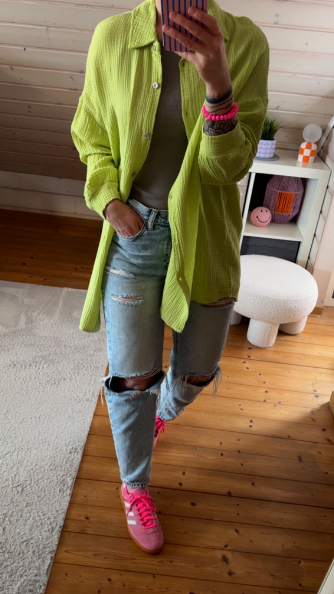 Musselin Bluse lang Onesize langarm 4 Farben