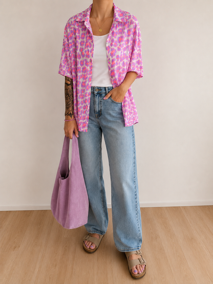 Musselin Bluse kurzarm Onesize Leo 7 FARBEN