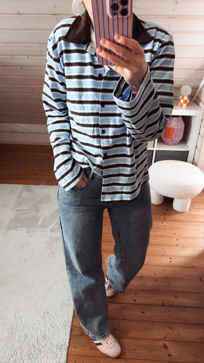 Streifen LONGSHIRT Kragen & Knöpfe / SWEATER leicht