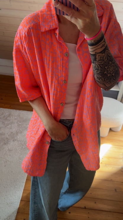 Musselin Bluse kurzarm Onesize Leo 9 FARBEN