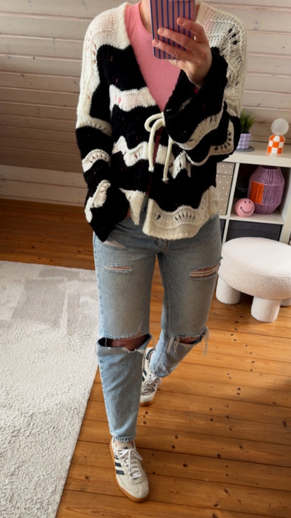 Strickjacke BOHO Lochstrick verschiedene Farben