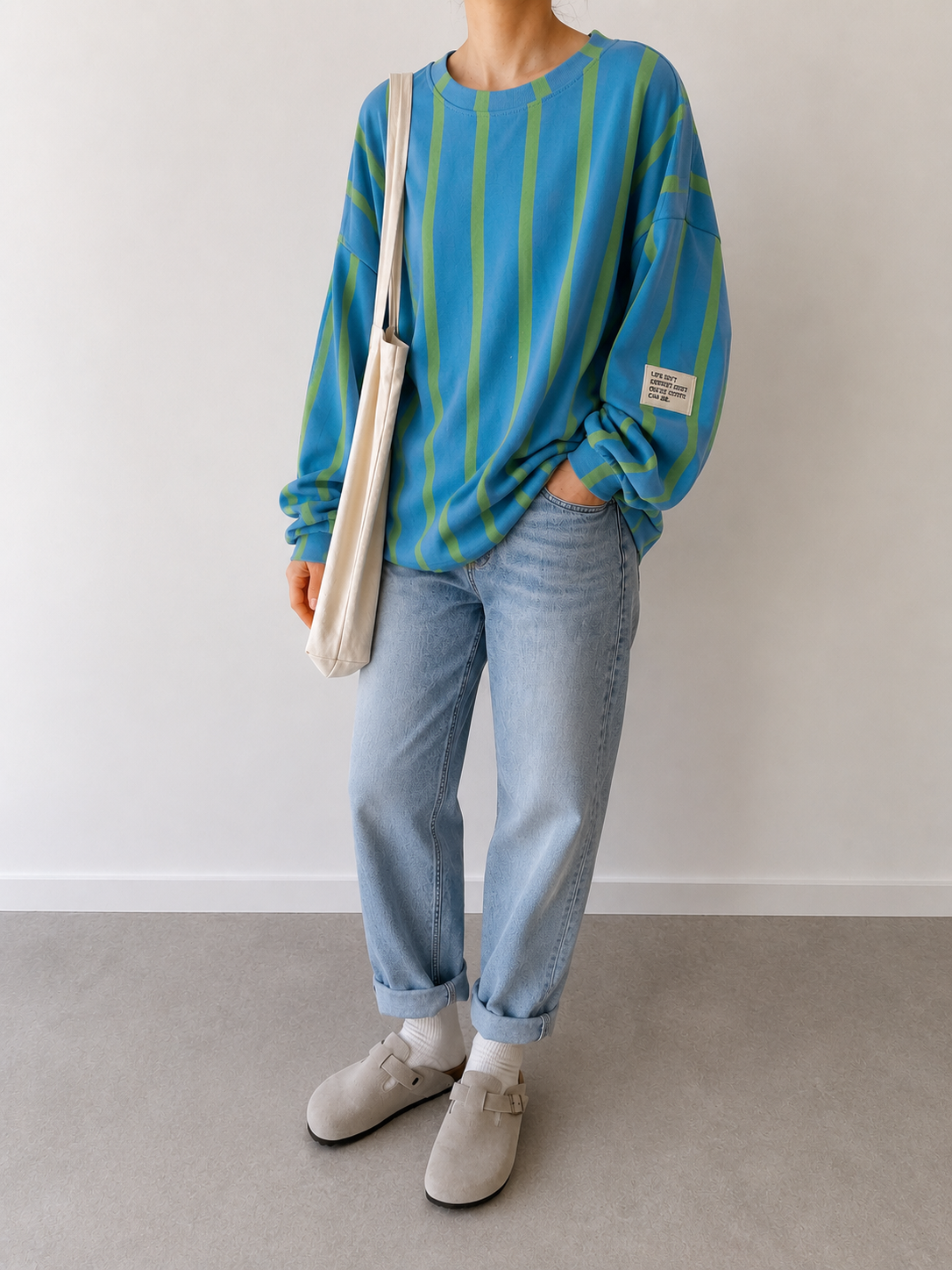 SWEATER LIFE ISN‘T PERFECT Streifen