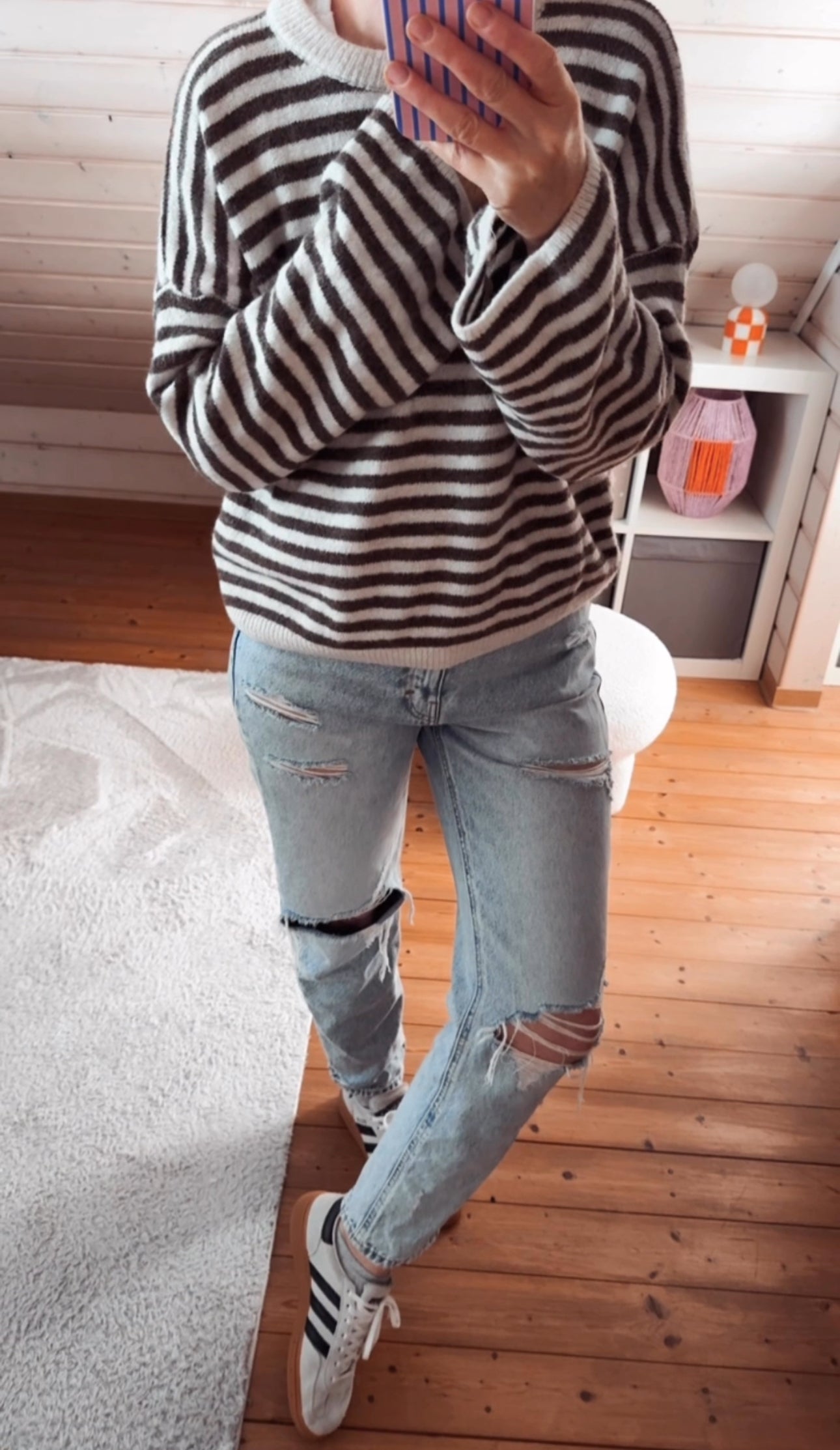 Strickpullover Stripes ausgestellter Arm