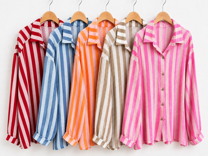 Musselin Bluse Onesize STREIFEN 5 Farben