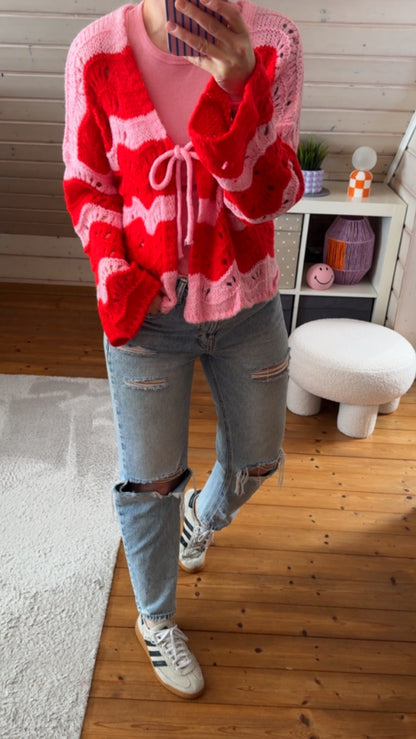 Strickjacke BOHO Lochstrick verschiedene Farben