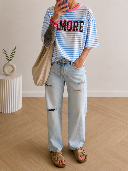 BASIC T-Shirt 5 FARBEN COLOUR BLOCK AMORE LEO 9 FARBEN