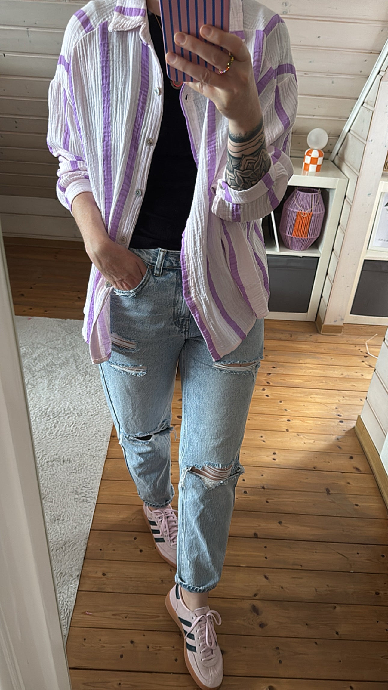 Musselin Bluse Onesize STRIPES %