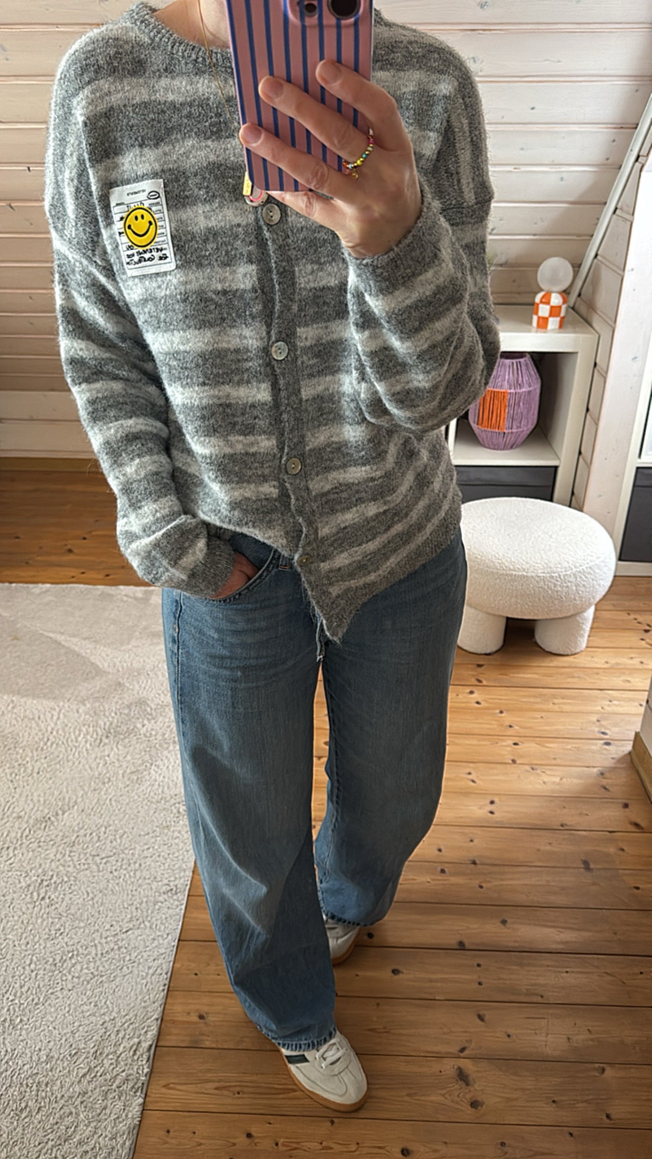 Cardigan COLOUR Block Smile Onsesize