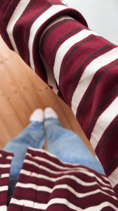 Streifen LONGSHIRT Kragen & Knöpfe / SWEATER leicht