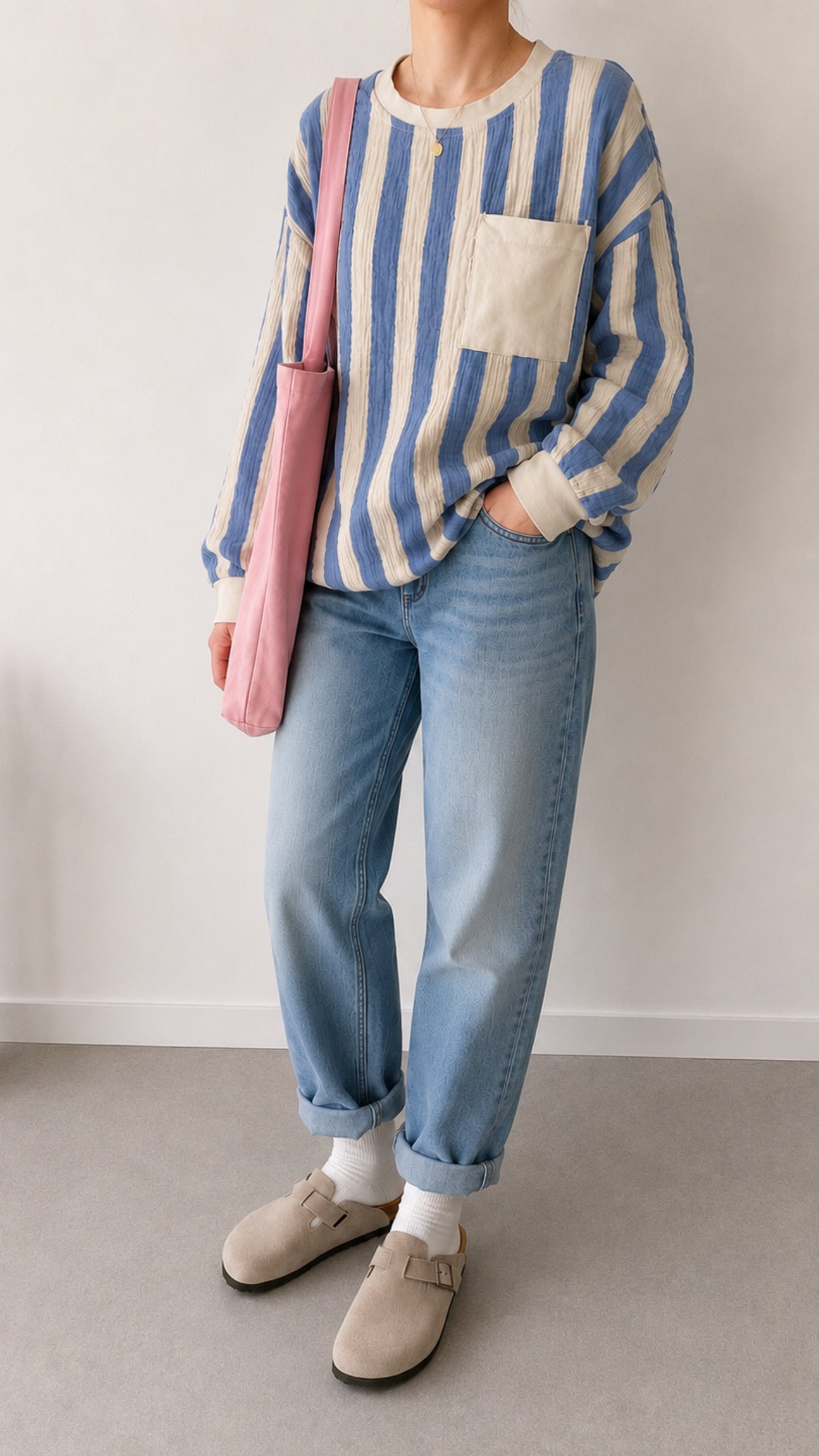 MUSSELIN SHIRT CASUAL STREIFEN