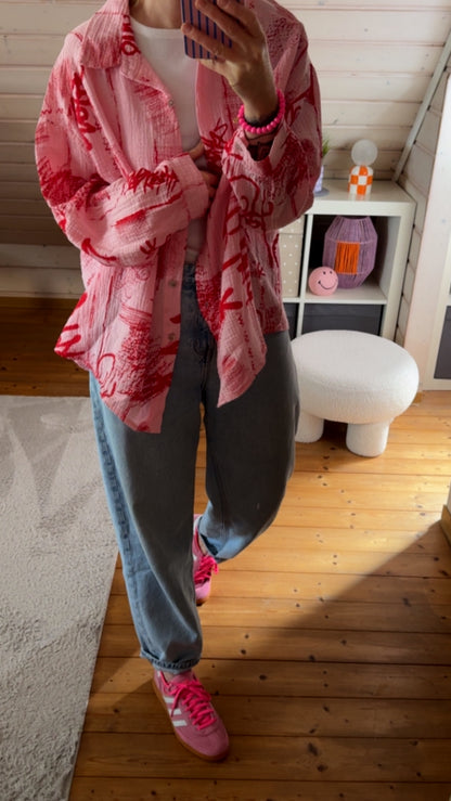 Musselin Bluse Onesize GRAFFITI %