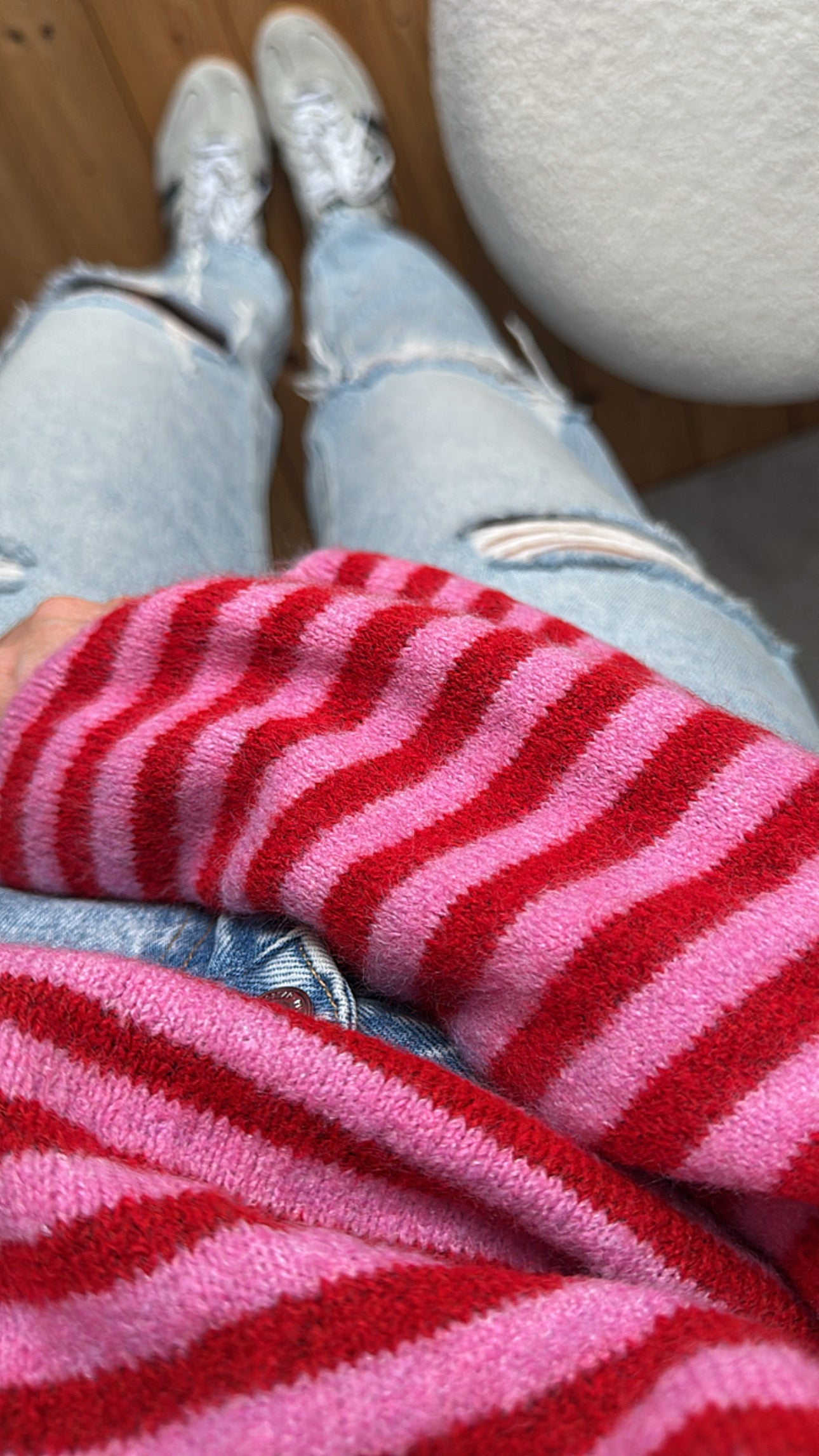 Strickpullover Stripes ausgestellter Arm