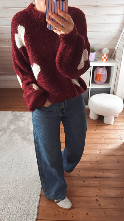 Pullover Strick Herzen 5 Farben