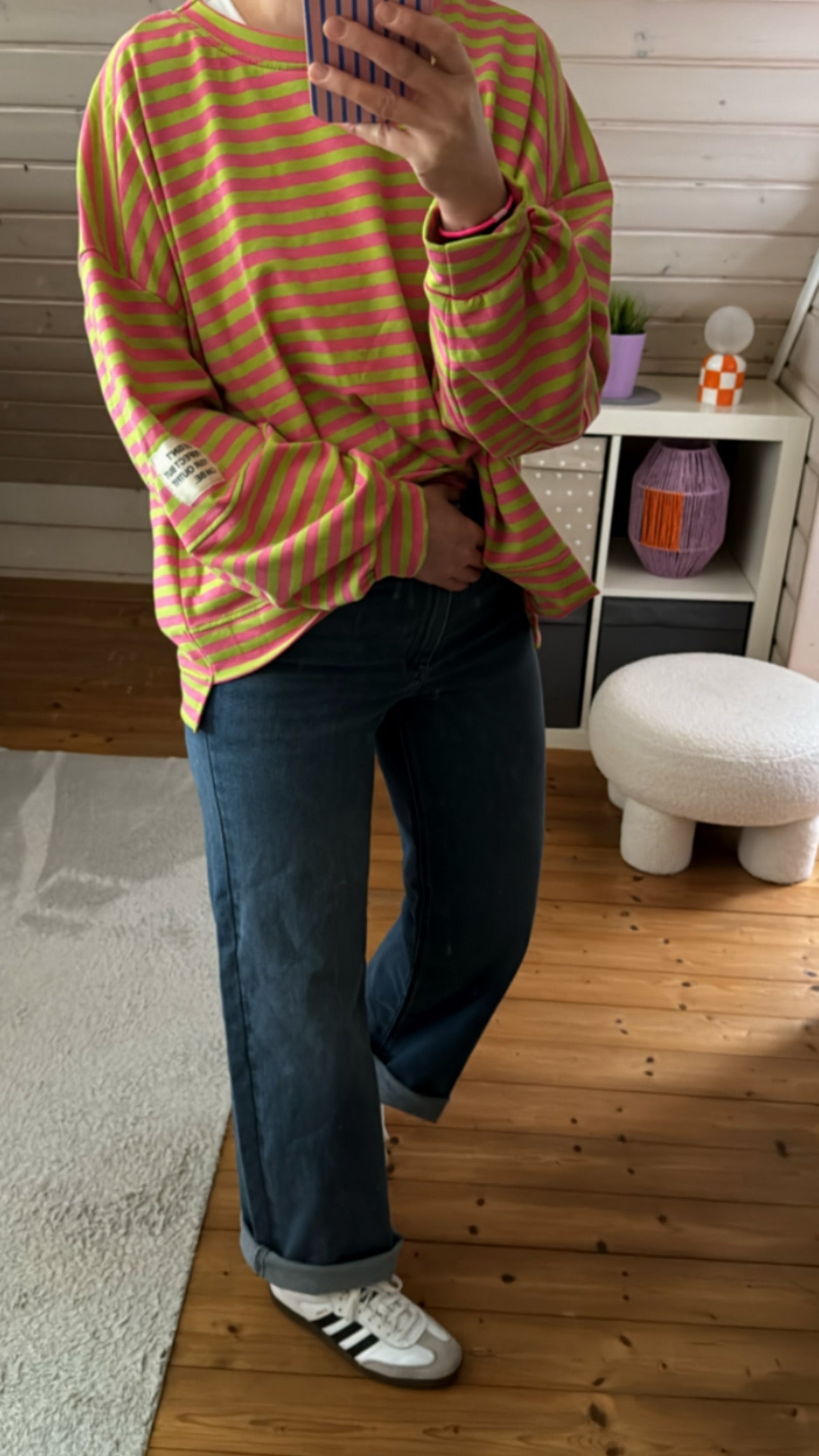 Longshirt Sweater leicht STREIFEN FRENCH TERRY