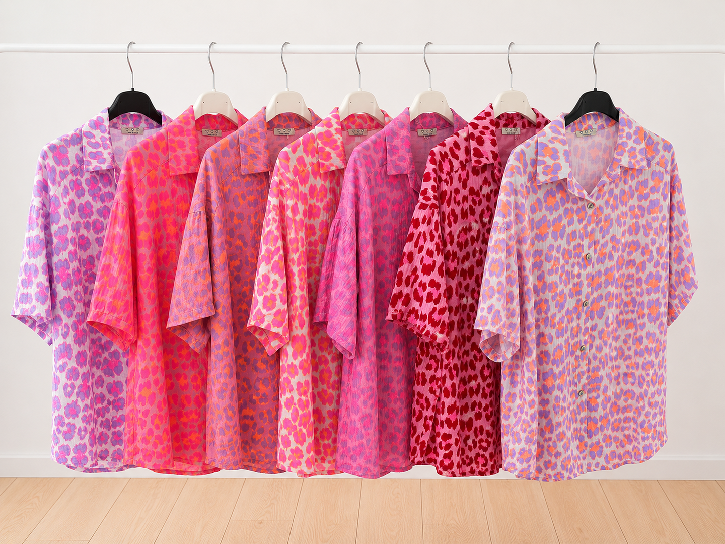 Musselin Bluse kurzarm Onesize Leo 7 FARBEN