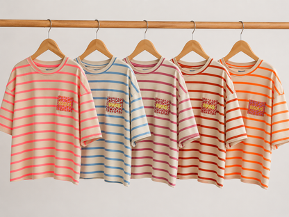 T-SHIRT / HOSE PREMIUM STREIFEN FRENCH TERRY BISOUS LEO PATCH Mix&Match