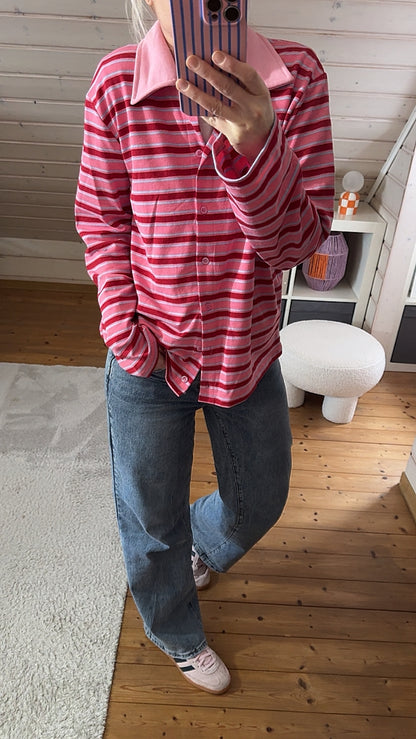 Streifen LONGSHIRT Kragen & Knöpfe / SWEATER leicht