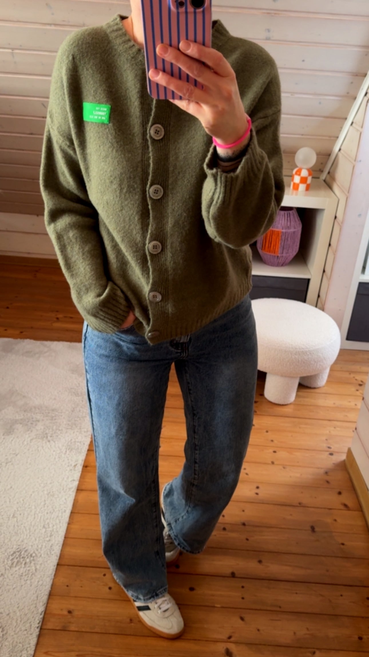 Cardigan Strick Neon Patch