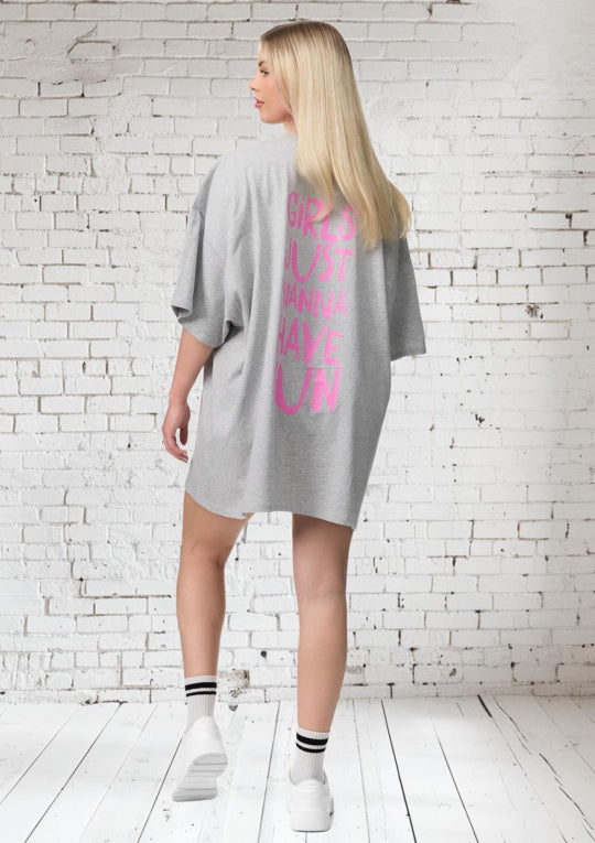 OVERSIZE T-SHIRT Onesize GIRLS JUST WANNE HAVE FUN