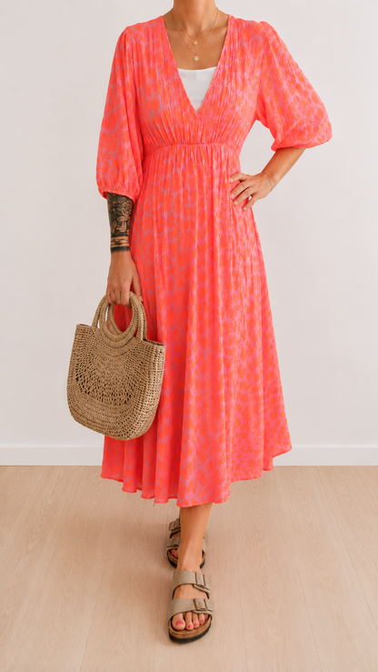 Musselin Kleid MAXI LEO / COLOURBLOCK