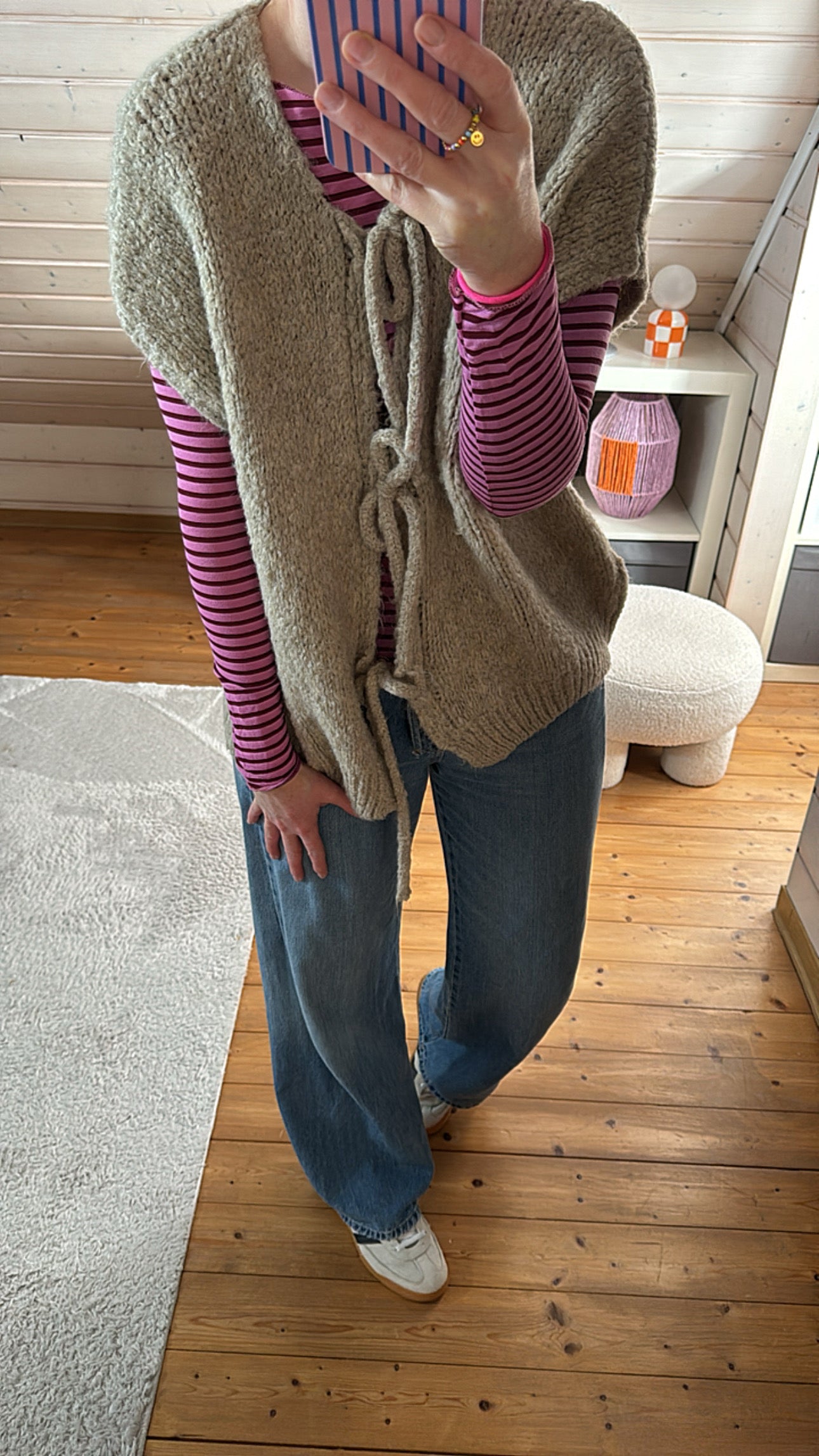 Strickjacke Weste Oversize Knoten