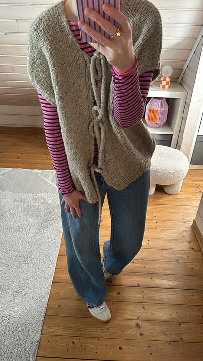 Strickjacke Weste Oversize Knoten