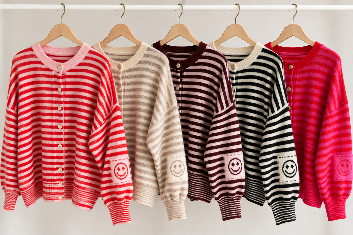STRICK-JACKE Streifen 5 Farben