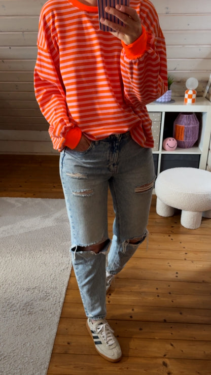 Streifen LONGSHIRT /  SWEATER LEICHT NEON / 4 Farben