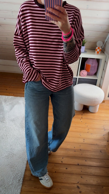 Streifen LONGSHIRT French Terry 7 Farben
