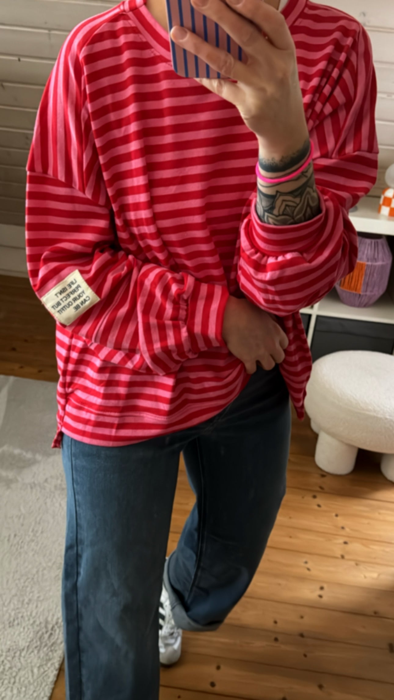 Longshirt Sweater leicht STREIFEN FRENCH TERRY