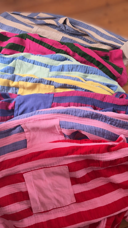 MUSSELIN SHIRT CASUAL STREIFEN