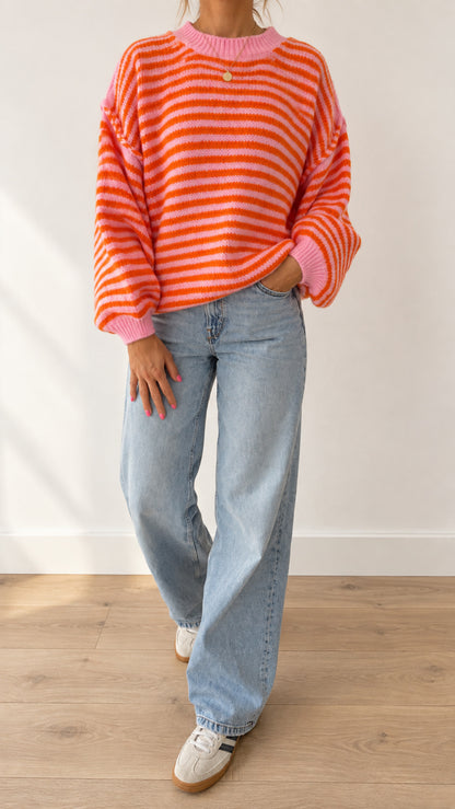 STRICK-Pullover Streifen 5 Farben