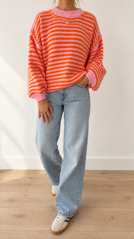 STRICK-Pullover Streifen 5 Farben