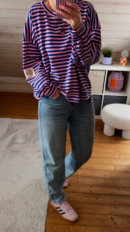 Longshirt Sweater leicht STREIFEN FRENCH TERRY