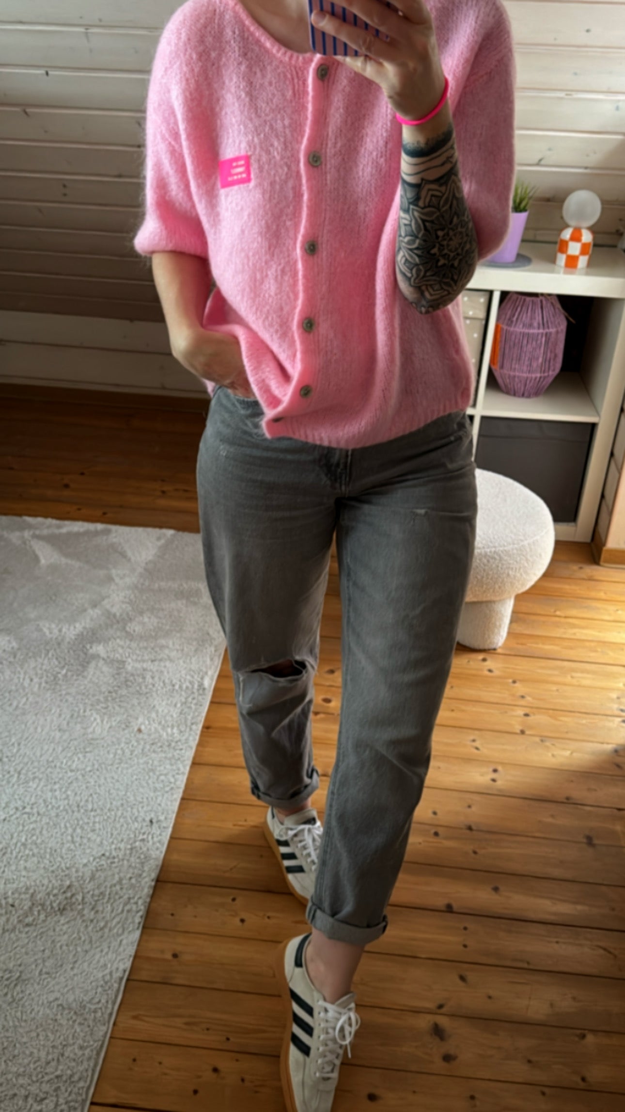 Strickjacke Cadigan Onezise Neon Patch