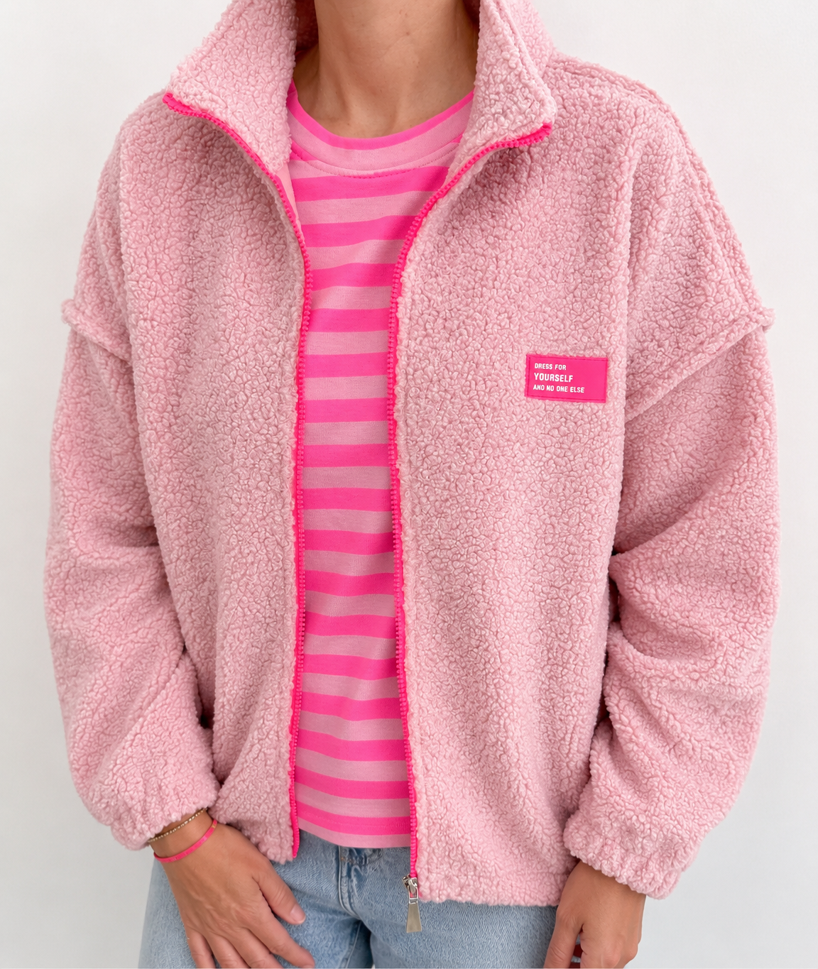 TEDDY Jacke ZIP langarm Neon Patch