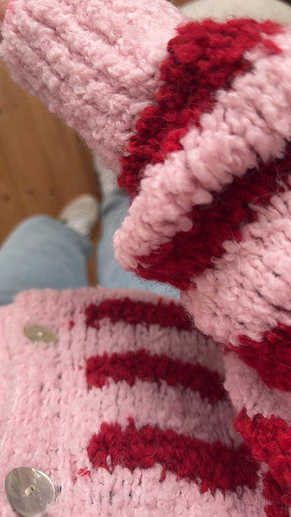 Cardigan Strickjacke Bouclé Streifen Onsesize
