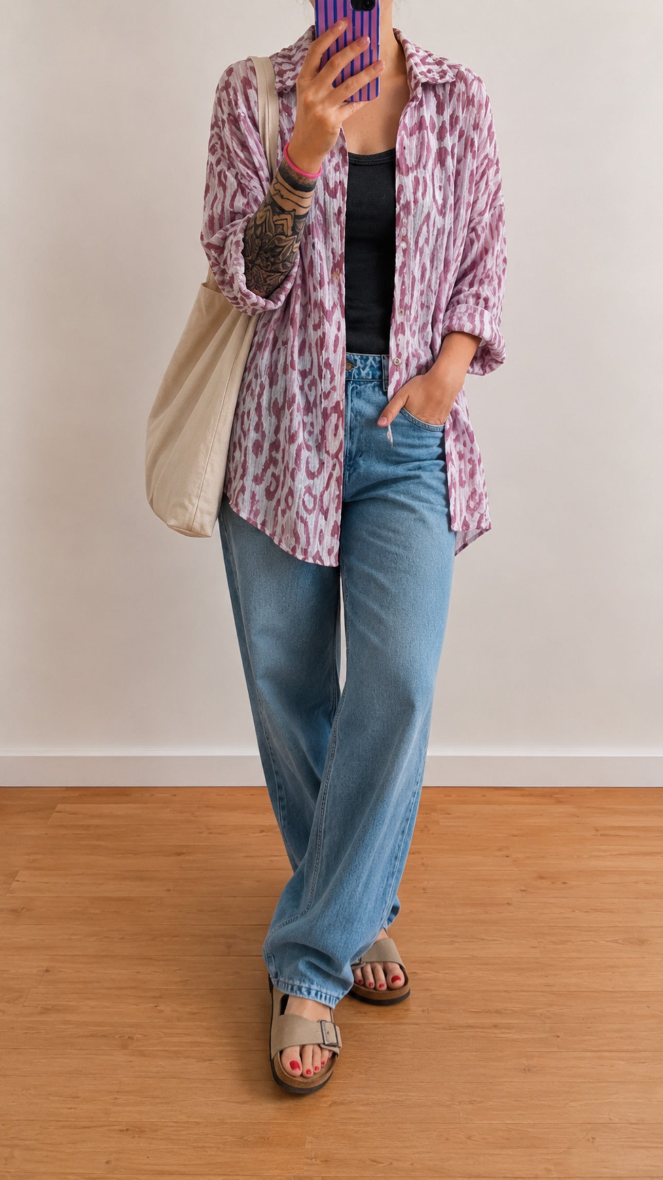 Musselin Bluse Onesize LEO-STREIFEN 5 Farben