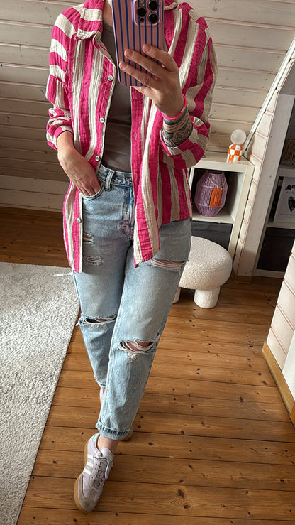 Musselin Bluse Onesize STRIPES %