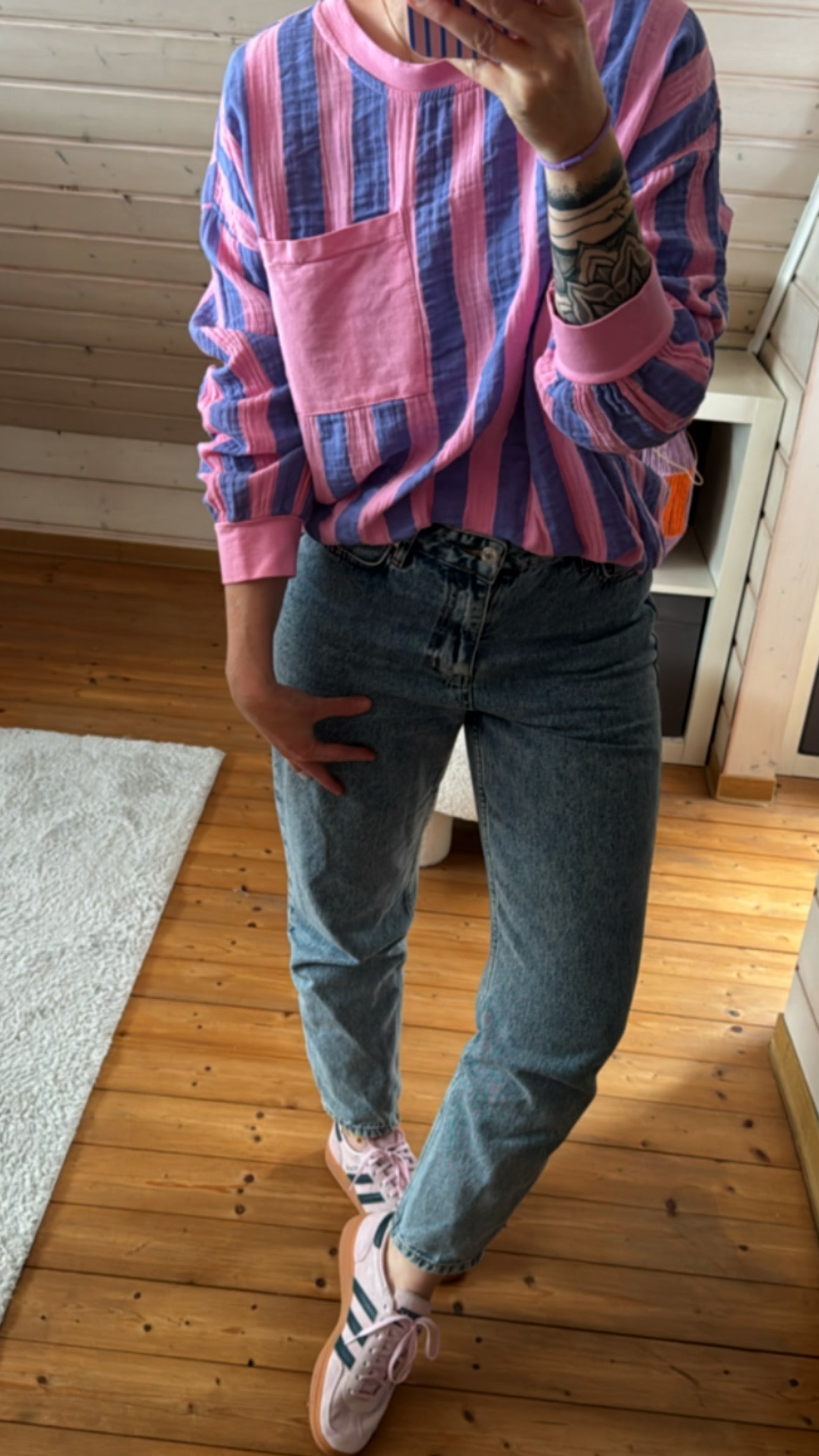 MUSSELIN SHIRT CASUAL STREIFEN