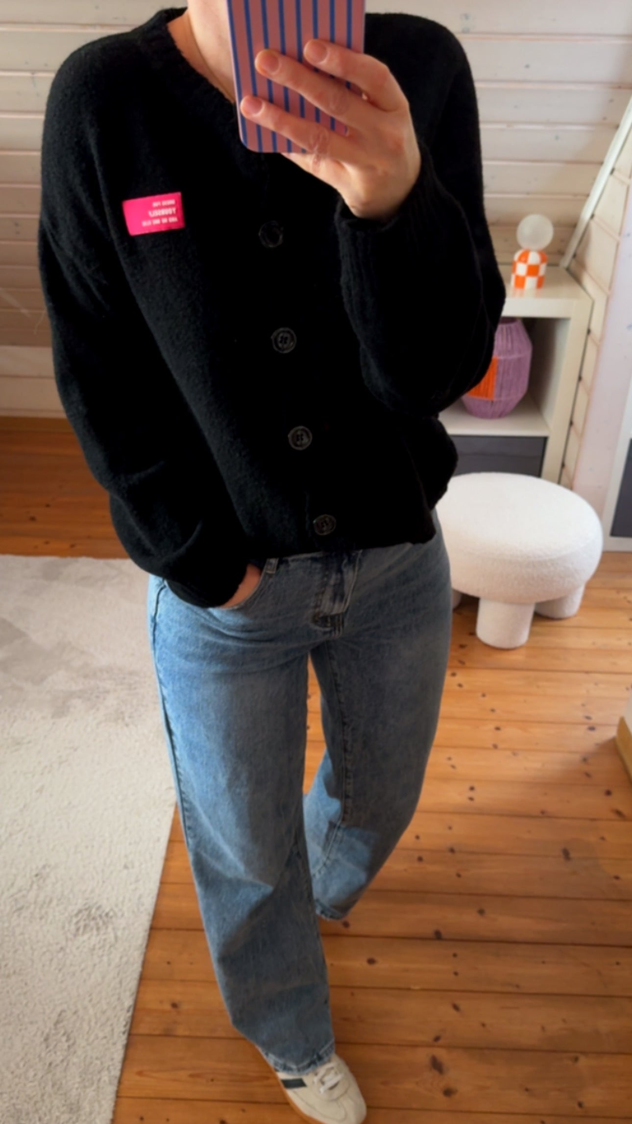 Cardigan Strick Neon Patch