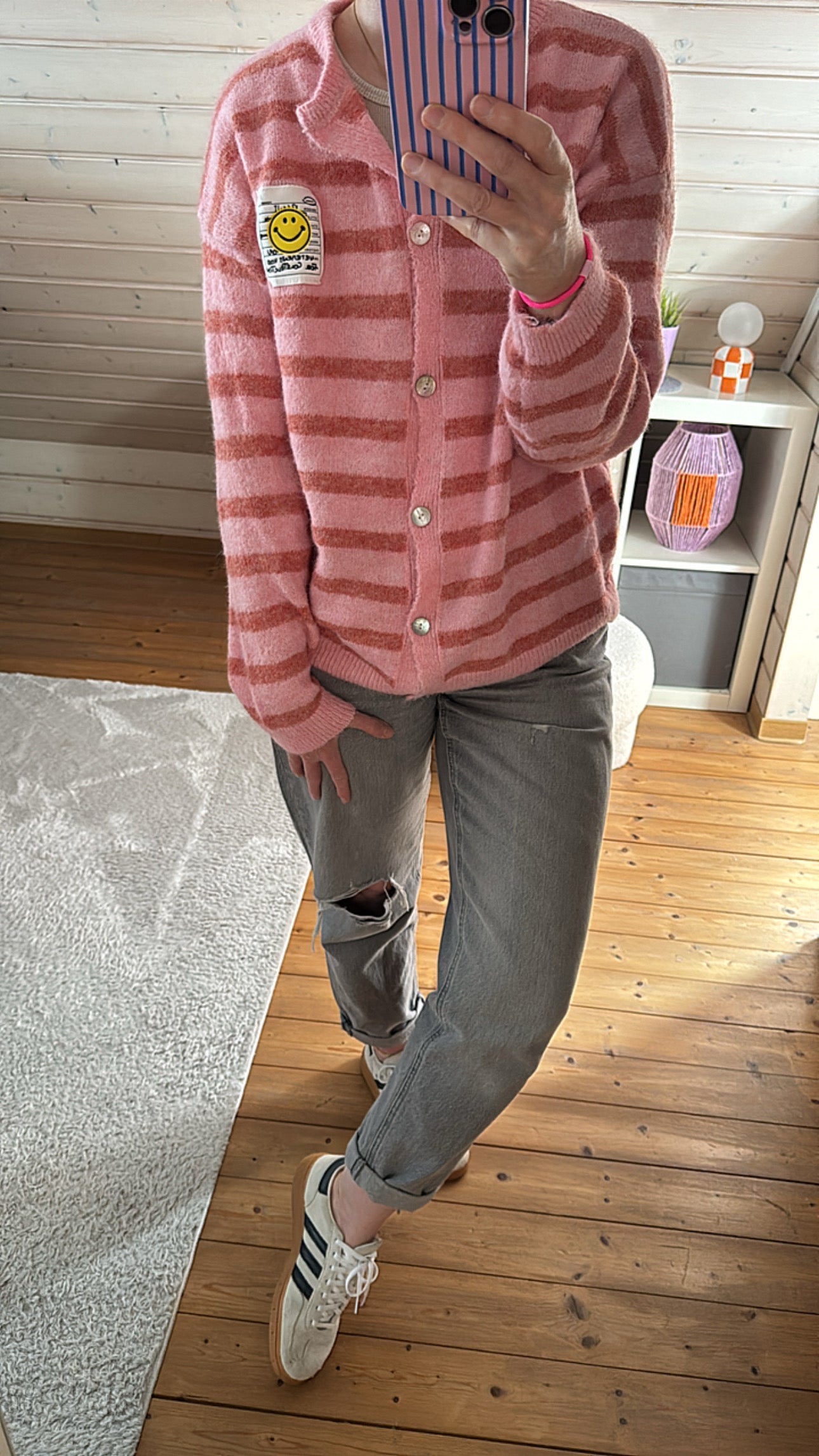 Cardigan COLOUR Block Smile Onsesize