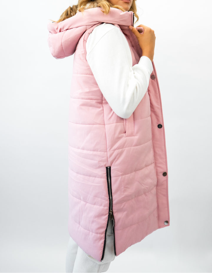 Weste lang Long Zip Pastell