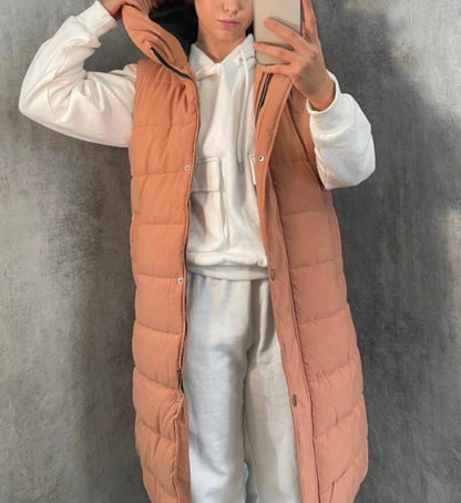 Weste lang Long Zip Pastell