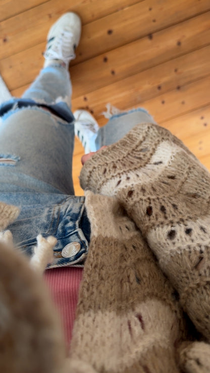 Strickjacke BOHO Lochstrick verschiedene Farben