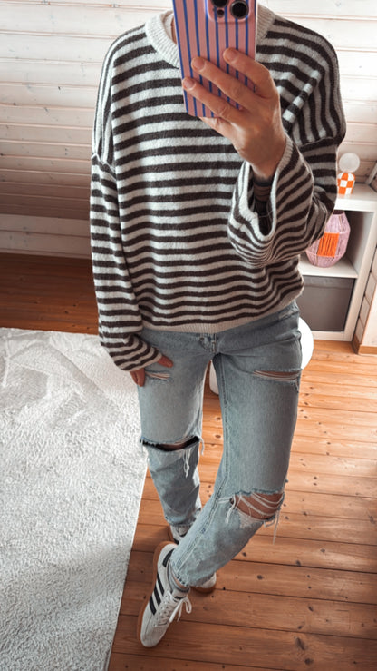 Strickpullover Stripes ausgestellter Arm