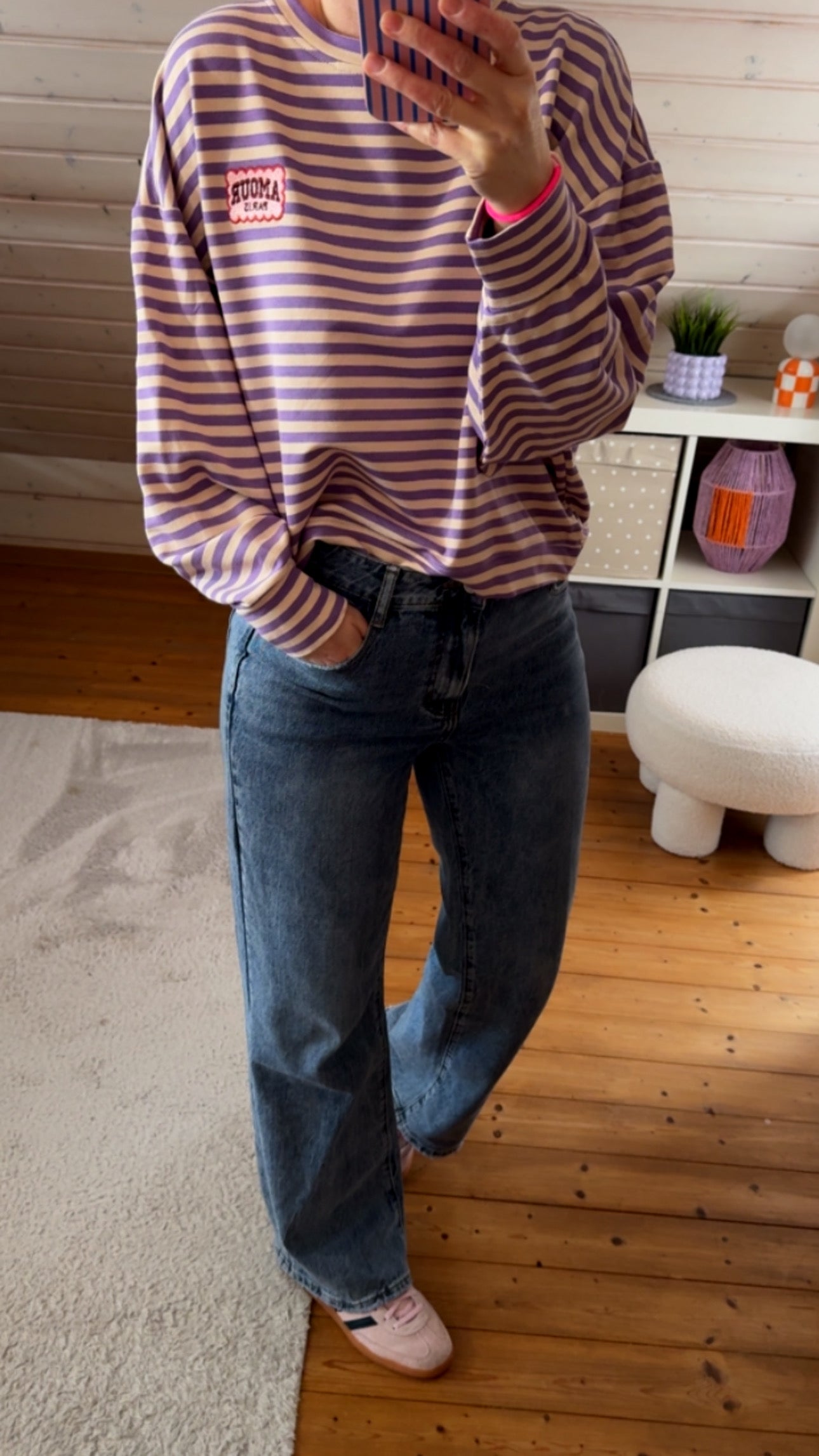 Streifen LONGSHIRT / SWEATER leicht AMOUR / 5 Farben