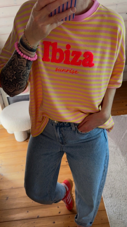 T-SHIRT PREMIUM STREIFEN FRECH TERRY FLUFFY IBIZA sunrise