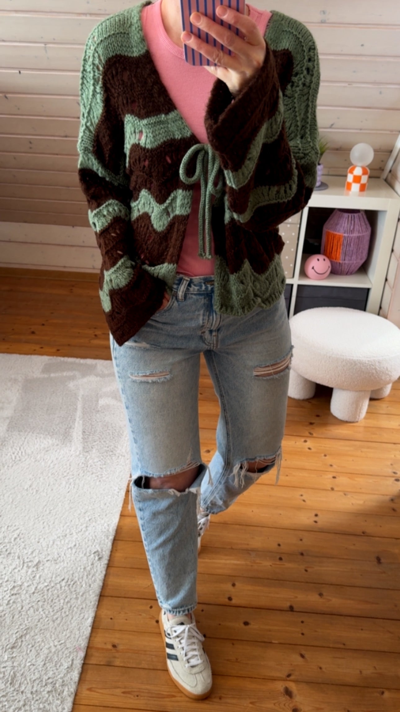 Strickjacke BOHO Lochstrick verschiedene Farben